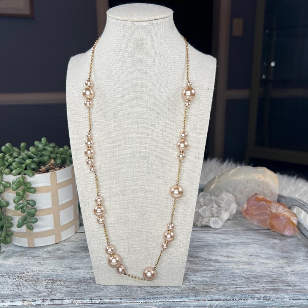 J. Crew | Long Necklace with Faux Pearls